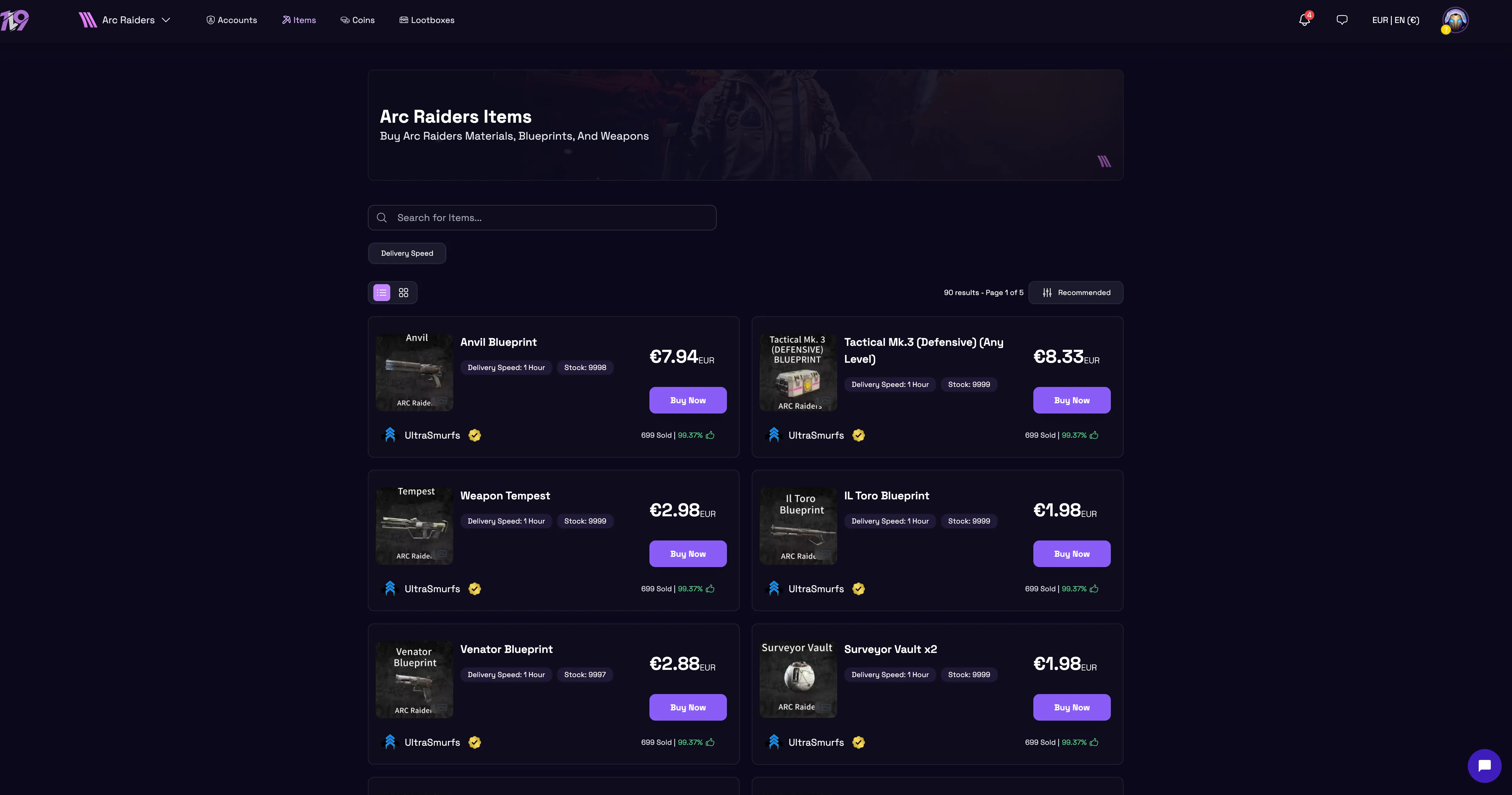 buy arc raiders items